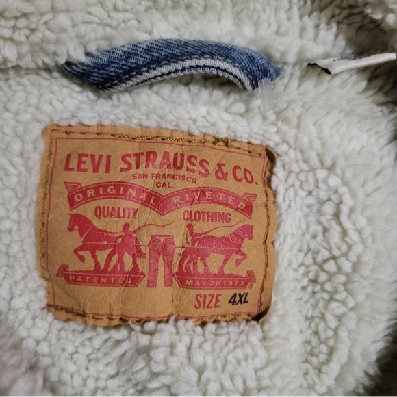 LEVI'S Oversize Faux Shearling Lined Trucker Jacket size 4xL - Picture 7 of 8